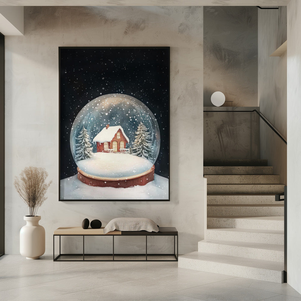 Snow Town Globe Poster