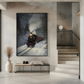 Winter Steam Train Poster