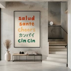 Cheers Typography - Salud Santé Cheers Kanpai Cin cin Poster