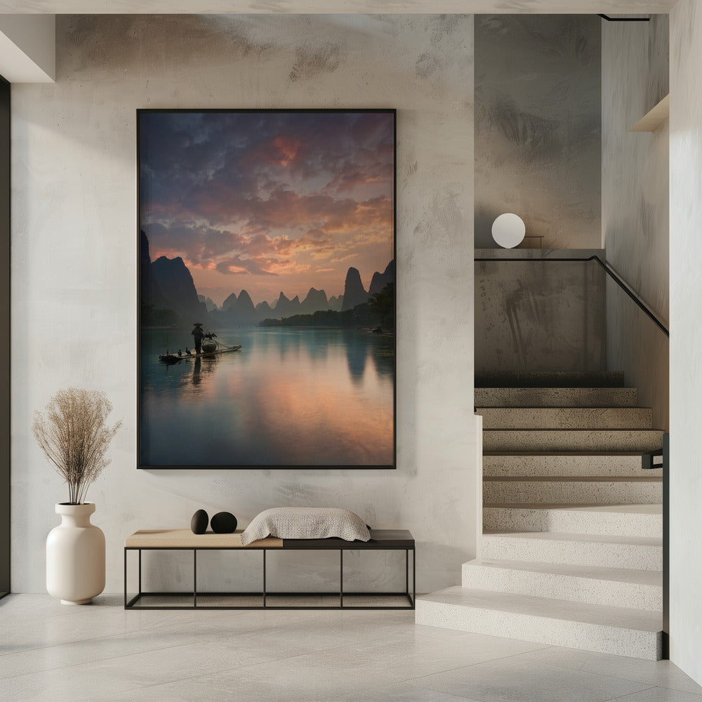 Li River Sunrise Poster