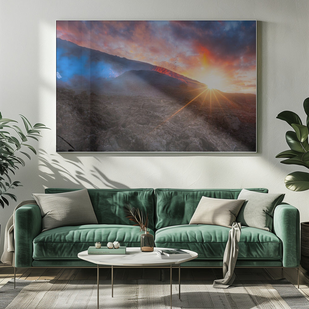 Volcano Sunrise Poster