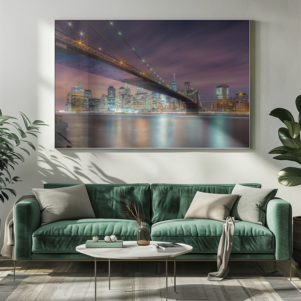 Brooklyn Bridge at Night Poster