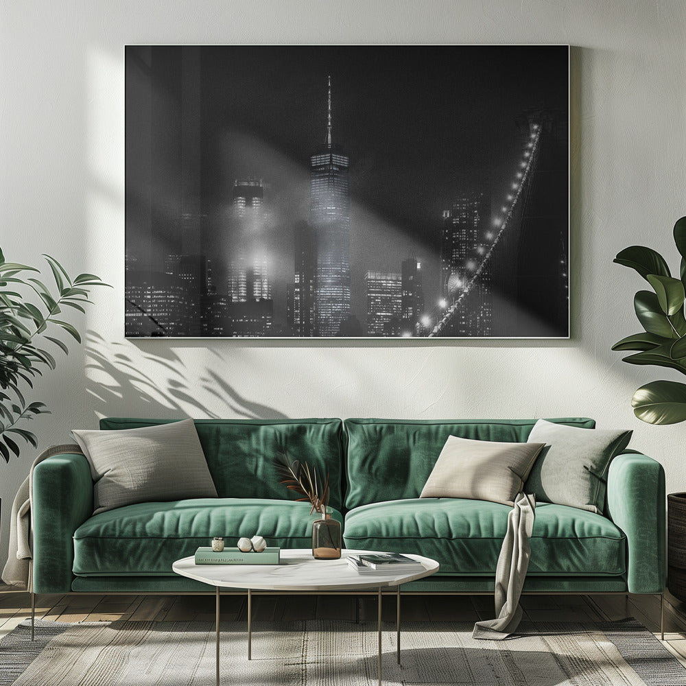 Night cityscape from the Brooklyn Bridge Poster