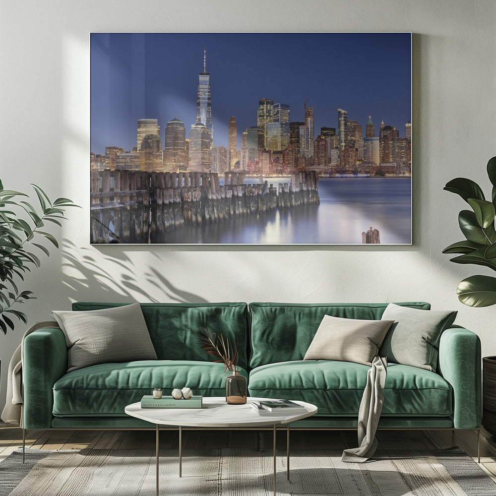 Manhattan Skyline at night Poster