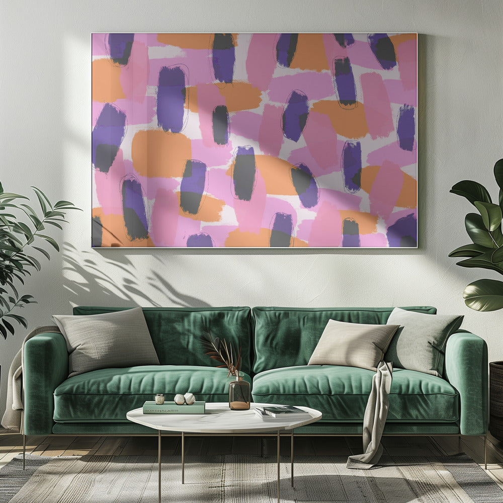 Layered Purple Strokes Pattern Poster