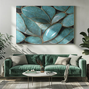 Turquoise Leafs Poster