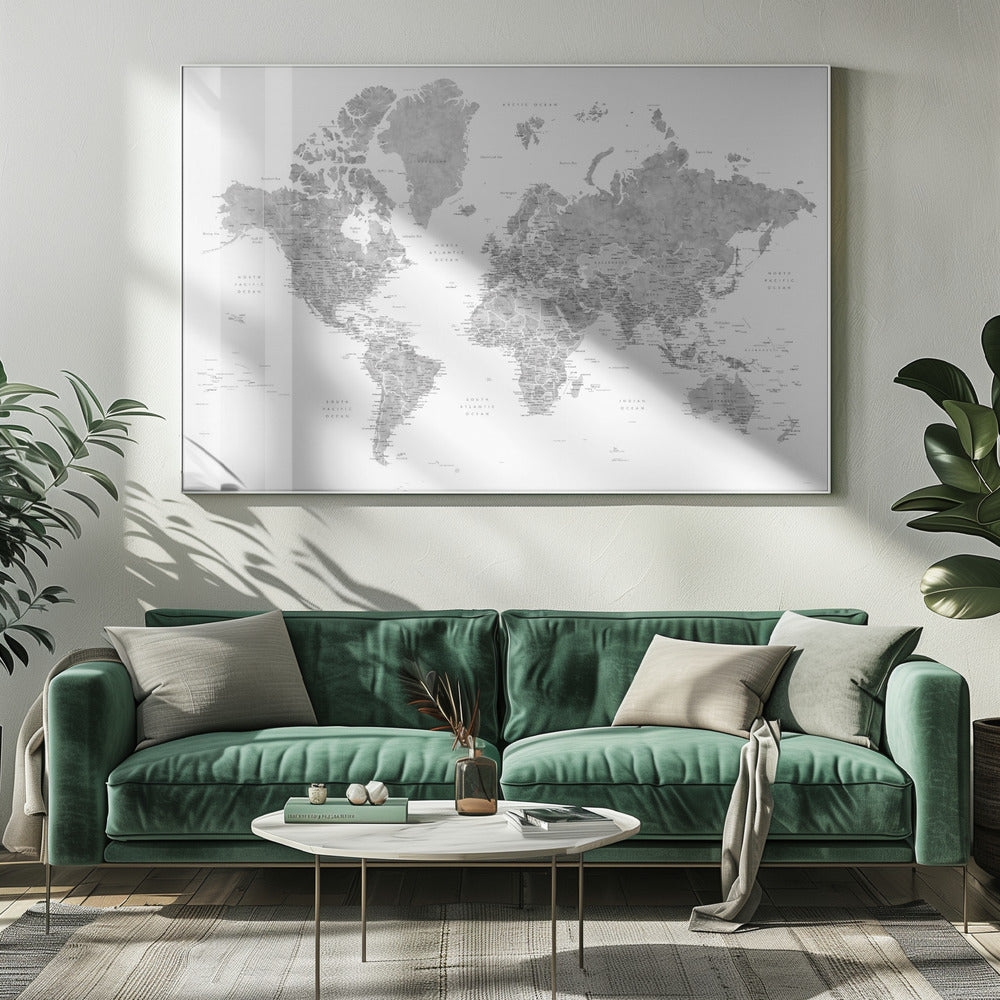 Detailed world map with cities, Jimmy Poster