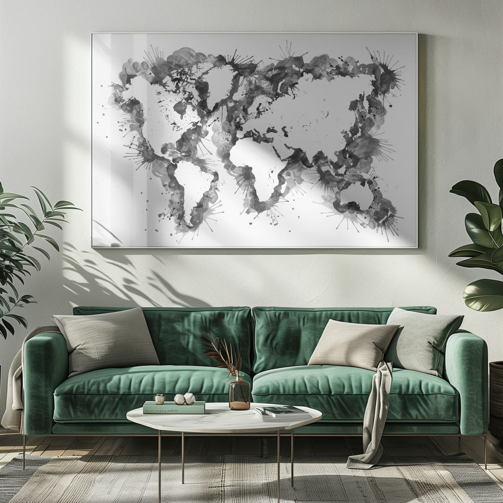 Gray strokes world map Poster