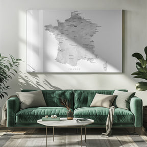 Gray map of France Poster