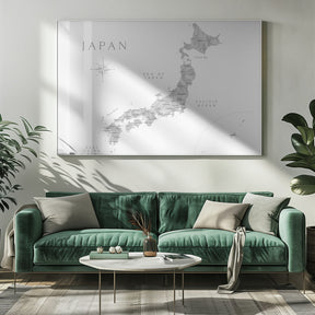 Gray watercorlor map of Japan Poster