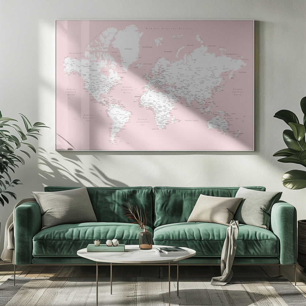 Leire world map in Spanish Poster