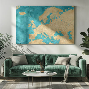 Lexy detailed Europe map Poster