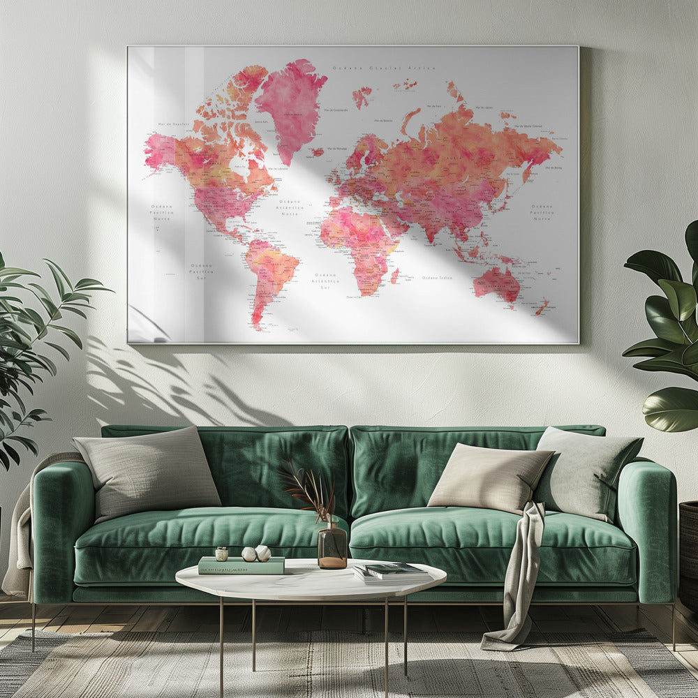 Tatiana world map in Spanish Poster