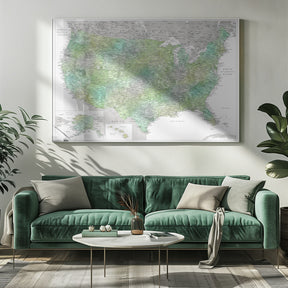 Highly detailed map of the United States, Oriole Poster