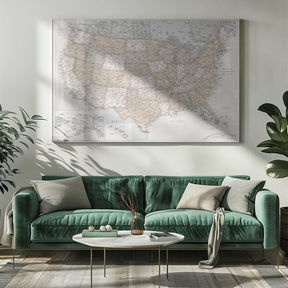 Highly detailed map of the United States, Lucille Poster