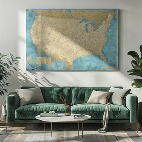 Highly detailed map of the United States, Lexy Poster