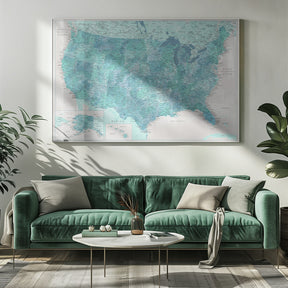 Highly detailed map of the United States, Harriet Poster