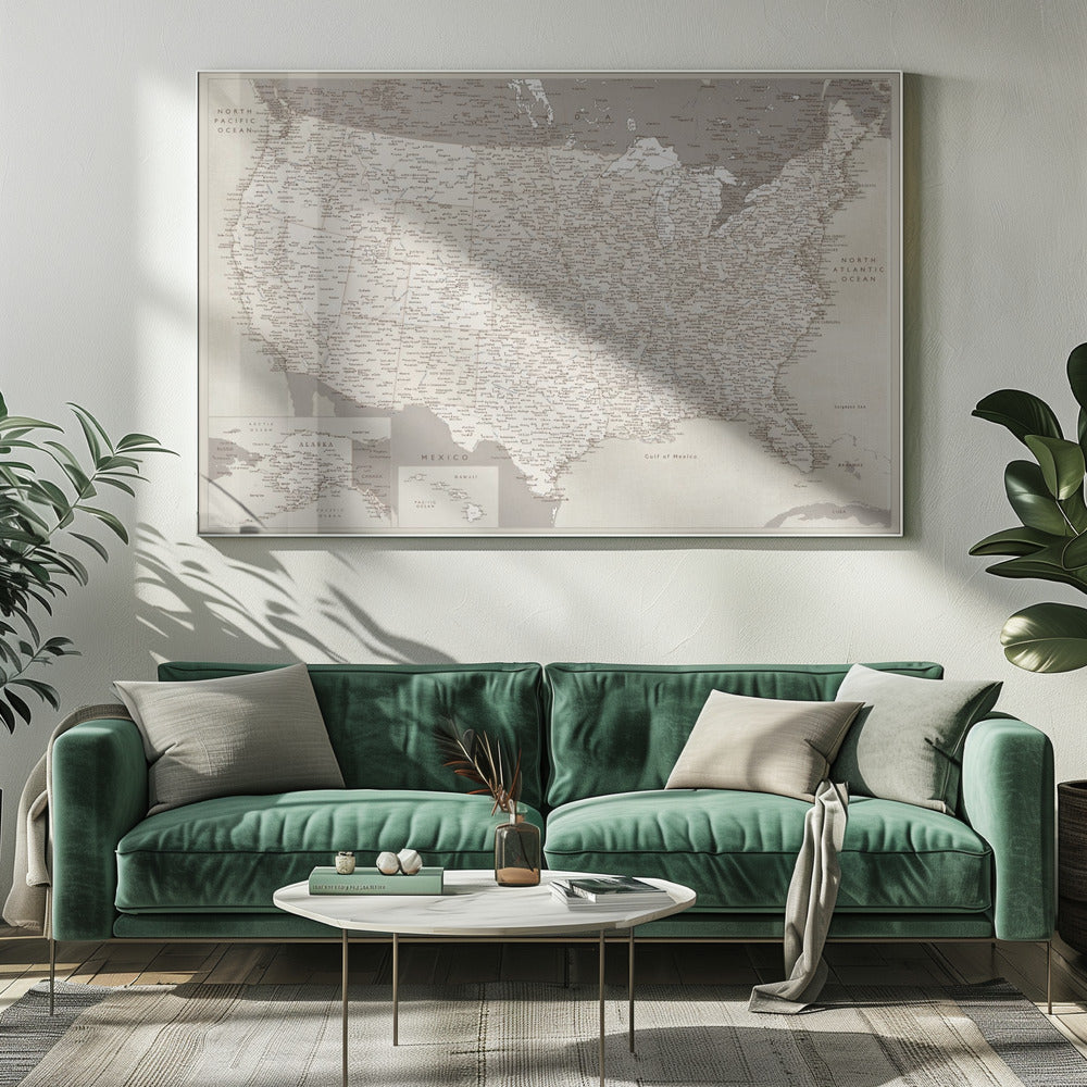 Highly detailed map of the United States, Gentry Poster