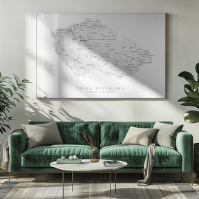 Gray watercolor map of the Czech Republic Poster