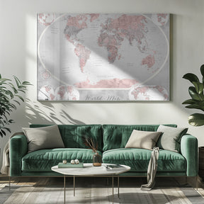 Classic world map in watercolor, Piper Poster