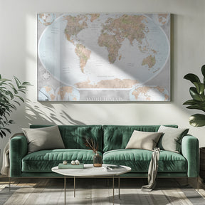 Classic world map in watercolor, Therese Poster