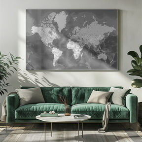 Detailed world map with cities, Patwin Poster