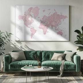 etailed world map with cities, Melit Poster