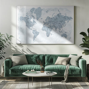 Detailed world map with cities, Jacq Poster