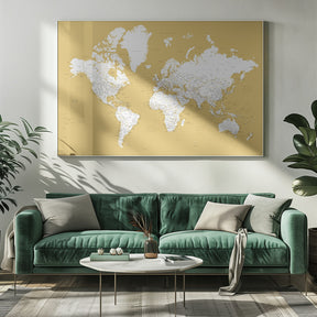 Detailed world map with cities, Andrew Poster