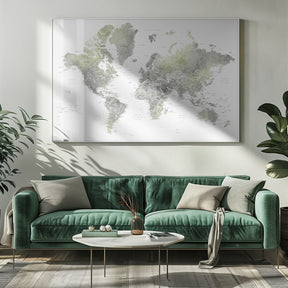 Detailed world map with cities, Hollace Poster