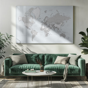 Distressed world map with cities, Darryl Poster