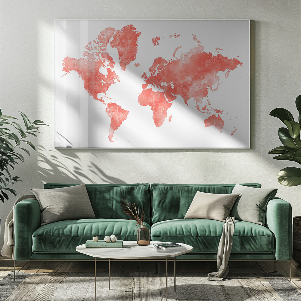 World map with outlined countries, Coralinah Poster