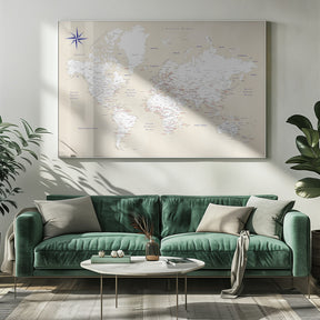 Rustic world map with cities, Deuce Poster