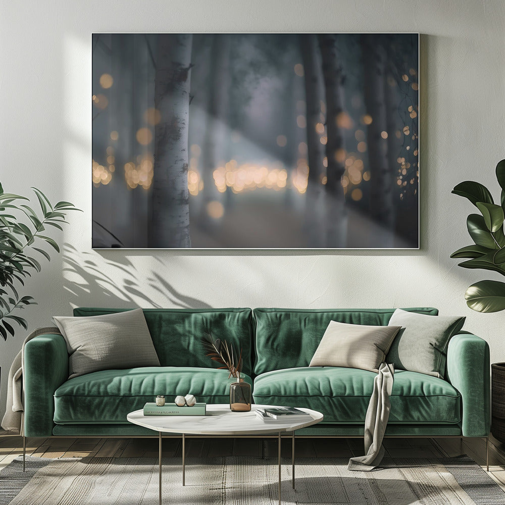 Glowing Birch Forest Poster