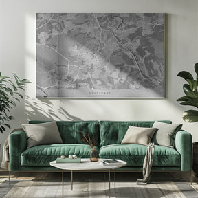 Gray vintage map of Stuttgart downtown Germany Poster