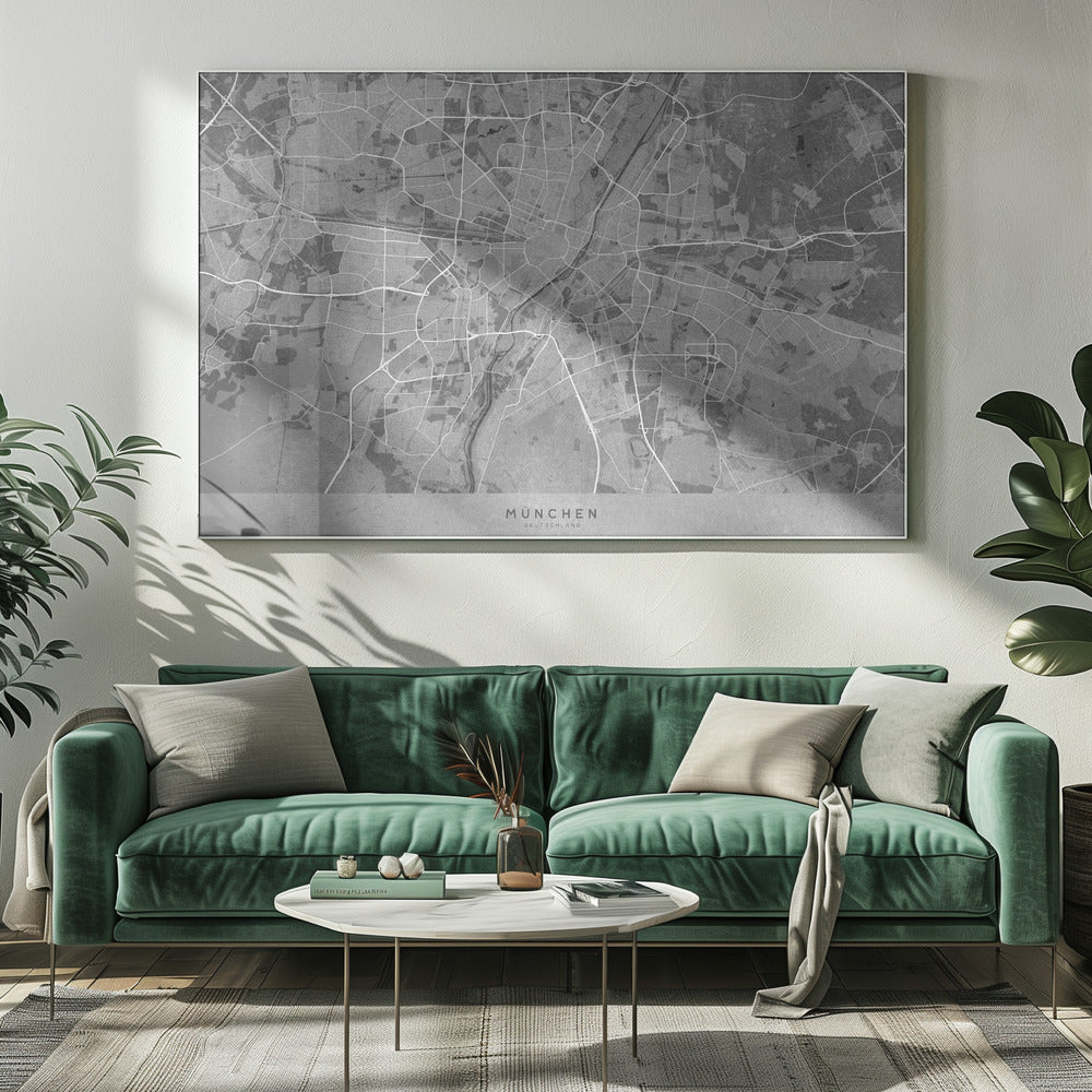 Gray vintage map of Munich Germany Poster