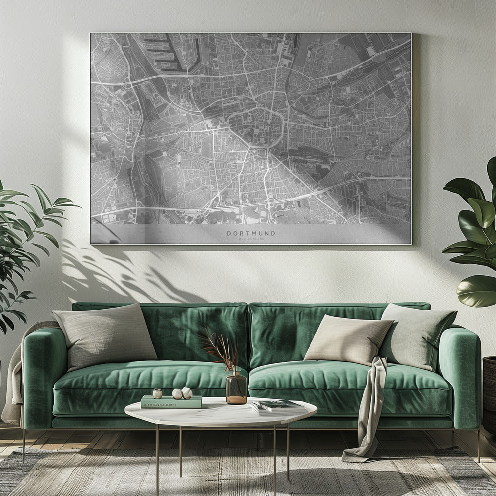 Gray vintage map of Dortmund Germany Poster