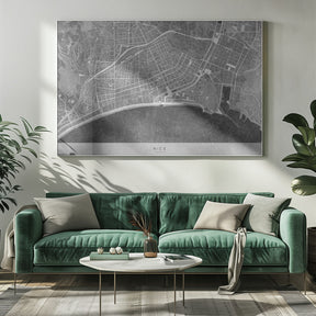 Gray vintage map of Nice downtown France Poster