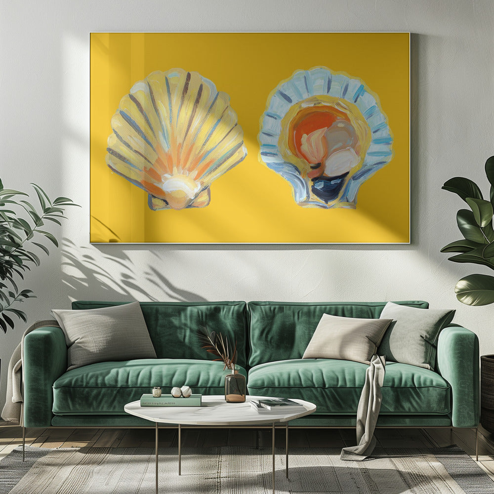 Scallops On Yellow Poster