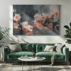 Coral Floating Blossoms Poster