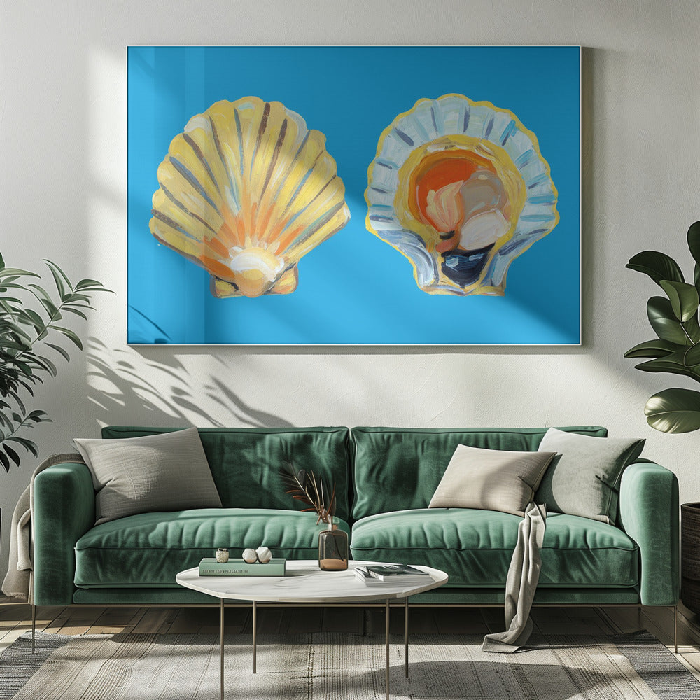 Scallops On Blue Poster