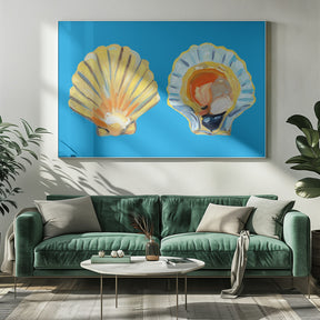 Scallops On Blue Poster