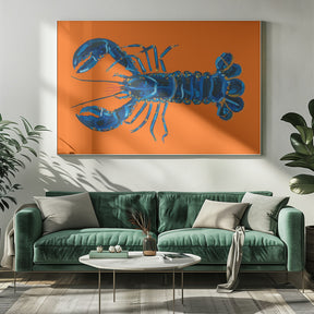 Lobster On Orange Poster