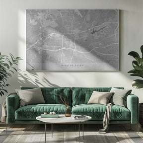 Map of Winston Salem (NC, USA) in gray vintage style Poster