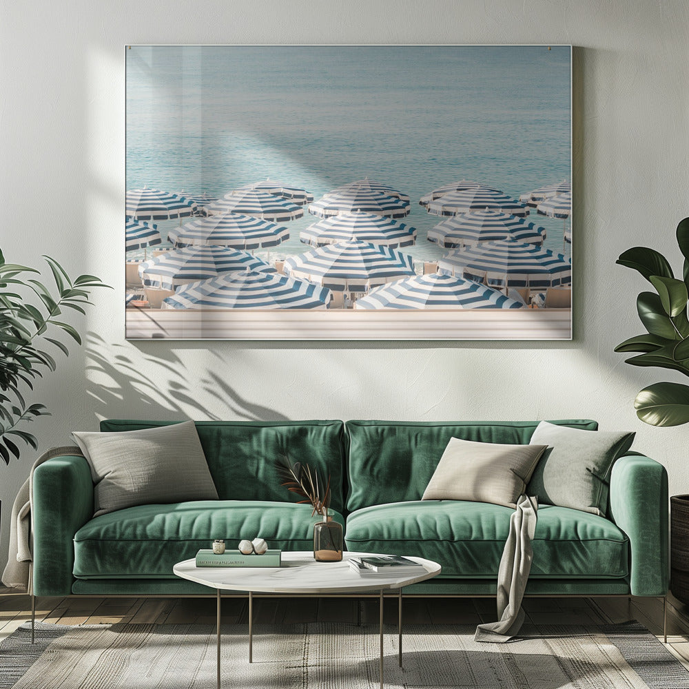 Striped Beach Umbrellas Poster