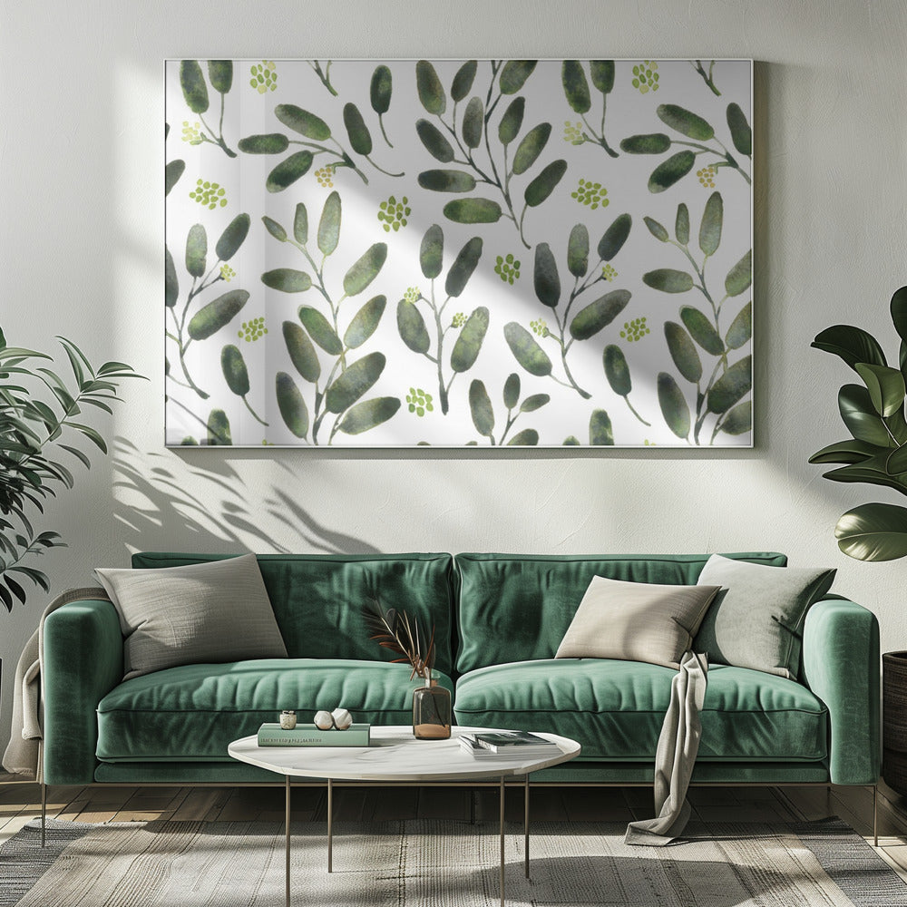 Lisa watercolor seeded eucalyptus pattern Poster