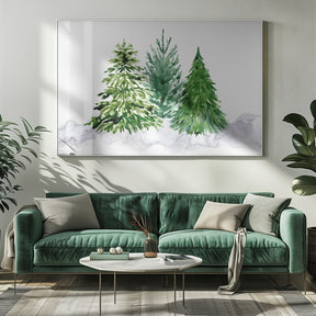 Three watercolor pine trees Poster