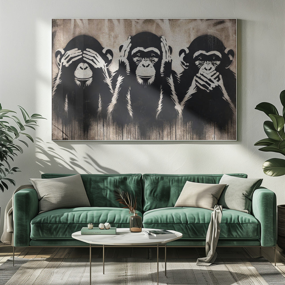 Three Wize Monkeys Poster