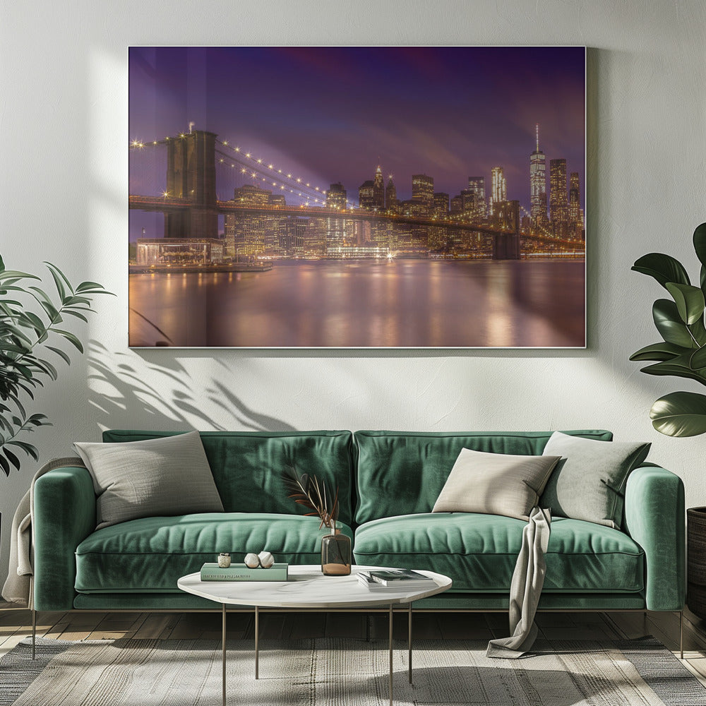 BROOKLYN BRIDGE New York City Sunset Poster