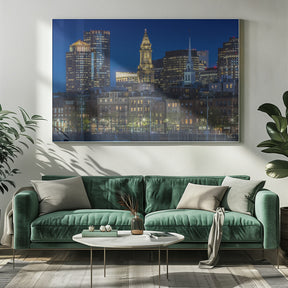 BOSTON Evening Skyline of North End &amp; Financial District Poster